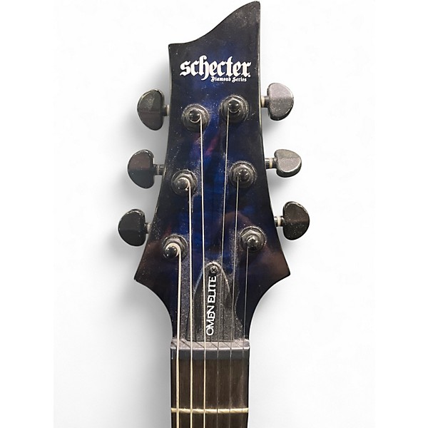 Used Schecter Guitar Research OMEN ELITE Blue Solid Body Electric Guitar