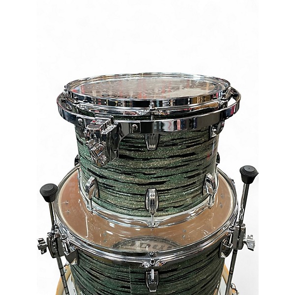 Used Ludwig 3 Piece Custom Classic Maple Mint Oyster Glass Glitter Drum Kit
