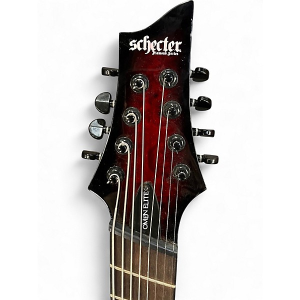 Used Schecter Guitar Research Omen Elite-8 Black Cherry Burst Solid Body Electric Guitar