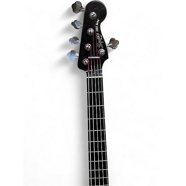 Used Squier Deluxe Jazz Bass Active V 5 String Black Electric Bass Guitar