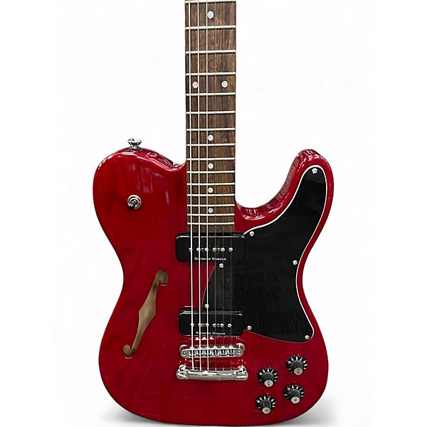 Used Fender JA90 Jim Adkins Thinline Telecaster Transparent Crimson Red Hollow Body Electric Guitar