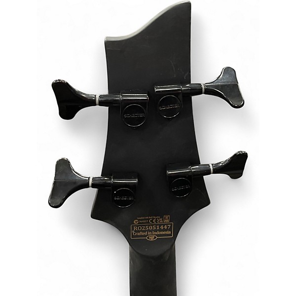 Used Schecter Guitar Research STILETTO STEALTH  Satin Black Electric Bass Guitar