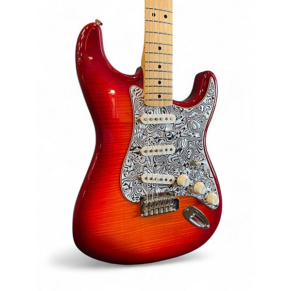 Used Fender Deluxe Stratocaster Plus Top IOS Aged Cherry Burst Solid Body Electric Guitar