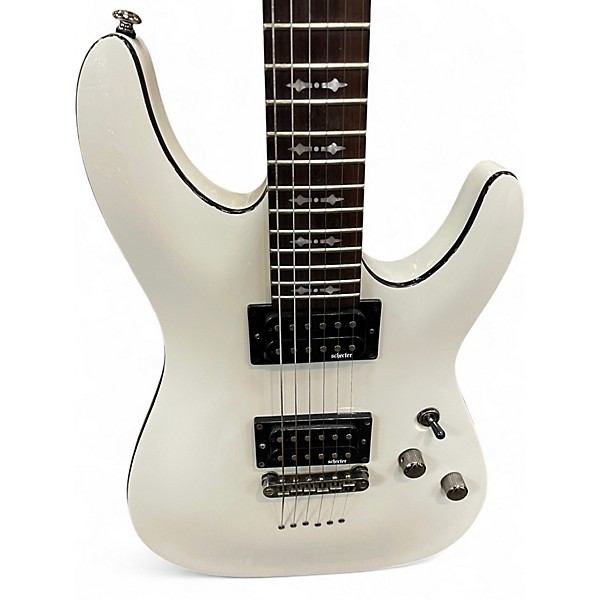 Used Schecter Guitar Research Omen 6 GLOSS WHITE Solid Body Electric Guitar