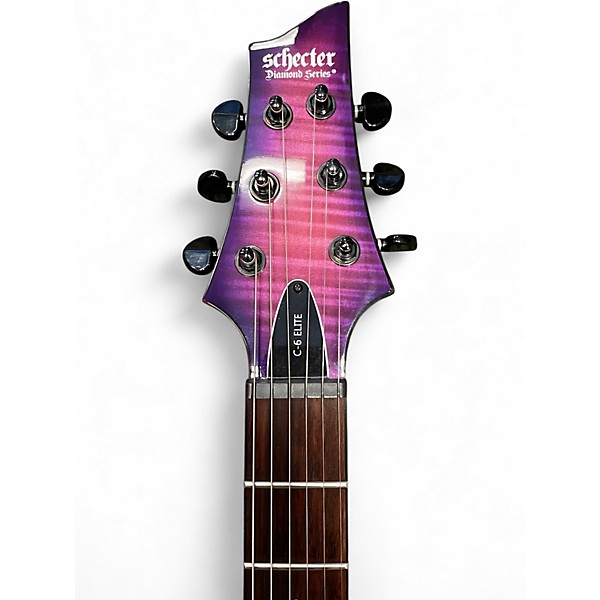 Used Schecter Guitar Research C6 Elite Trans Purple Solid Body Electric Guitar