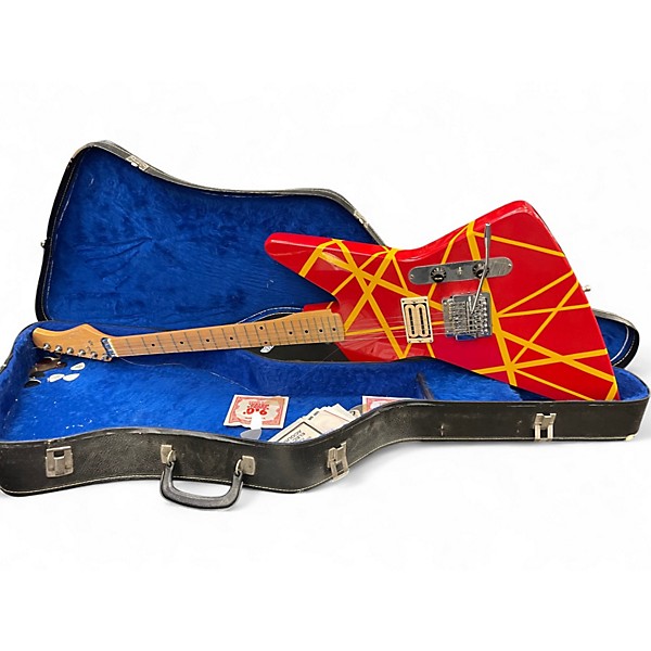 Used Crestline EVH Explorer Red Solid Body Electric Guitar