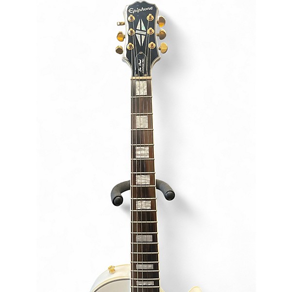 Used 2016 Epiphone Les Paul Custom Pro White Solid Body Electric Guitar