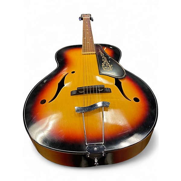 Vintage 1960s Kay Archtop Hollowbody 3 Tone Sunburst Acoustic Guitar
