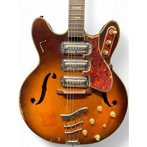 Vintage 1960s Harmony H77 Honey Burst Hollow Body Electric Guitar