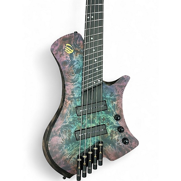 Used Overload Guitars Achilles 5 Custom Rainbow Burl Electric Bass Guitar