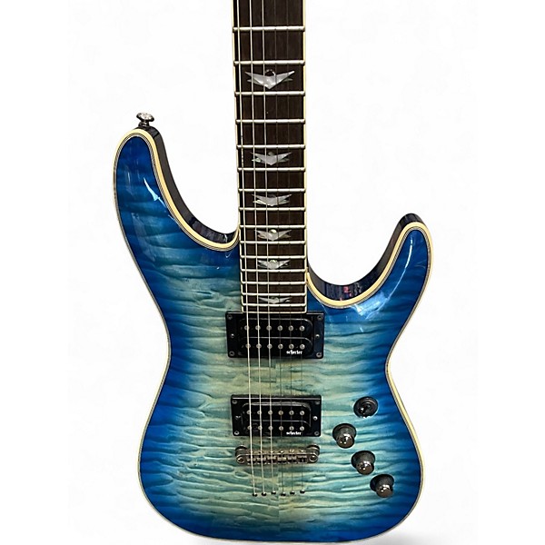 Used Schecter Guitar Research Omen Extreme 6 Blue Burst Solid Body Electric Guitar
