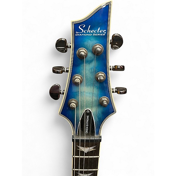 Used Schecter Guitar Research Omen Extreme 6 Blue Burst Solid Body Electric Guitar