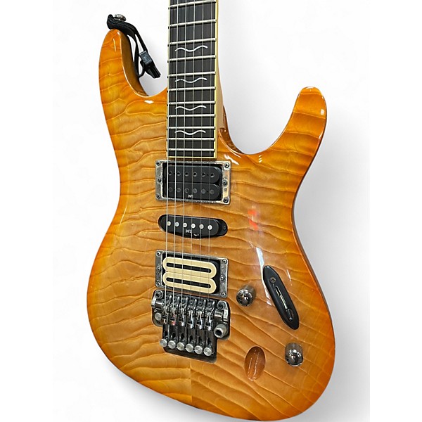 Used Ibanez S470 DXQM Trans Amber Solid Body Electric Guitar
