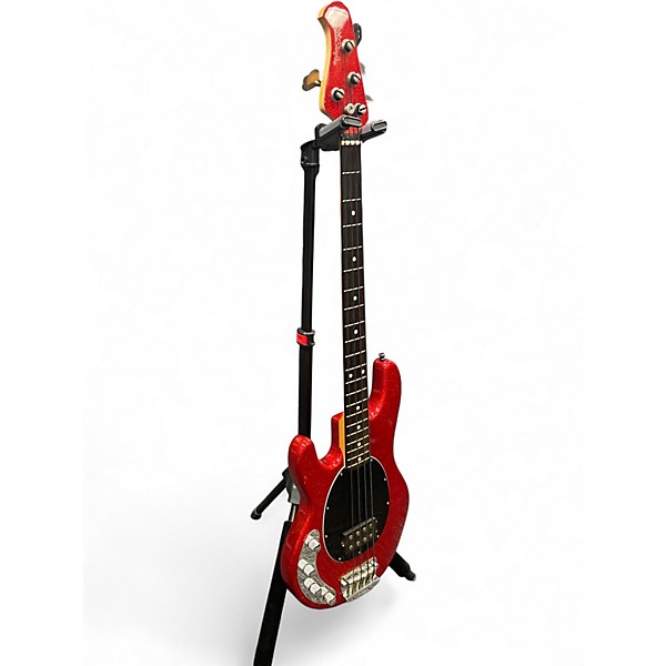 Used Ernie Ball Music Man Stingray 4 Left Handed Red Sparkle Electric Bass Guitar