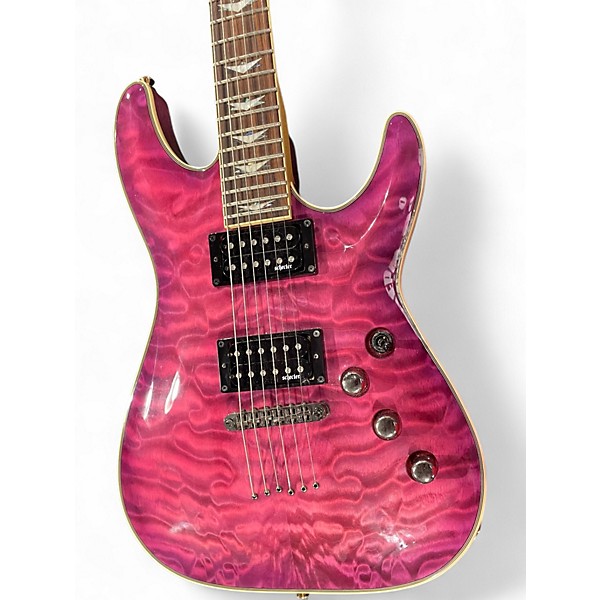 Used Schecter Guitar Research Omen Extreme 6 Pink Solid Body Electric Guitar