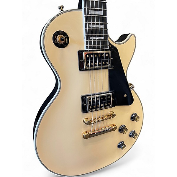 Used Epiphone Les Paul Custom Blackback  Antique Ivory Solid Body Electric Guitar