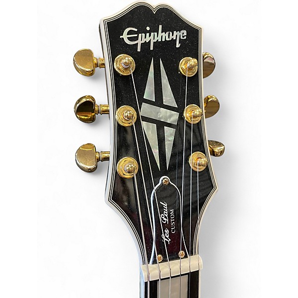 Used Epiphone Les Paul Custom Blackback  Antique Ivory Solid Body Electric Guitar