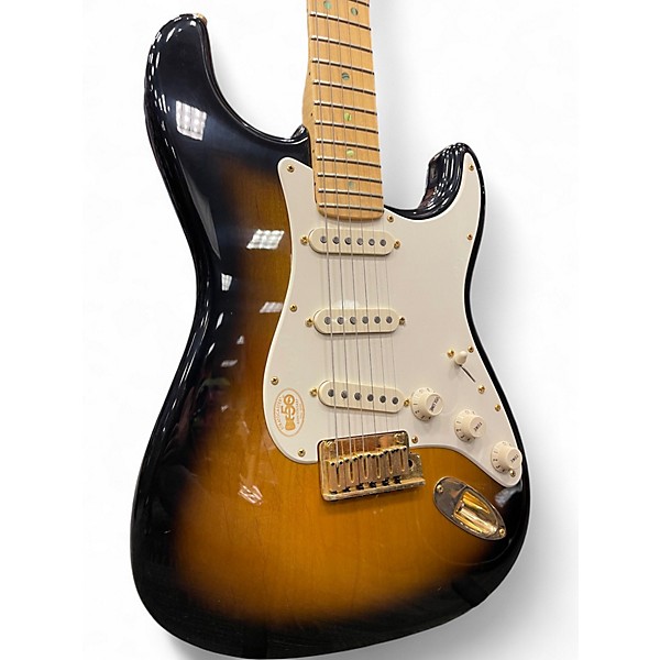Used Fender 50TH ANNIVERSARY AMERICAN DELUXE STRATOCASTER 3 Tone Sunburst Solid Body Electric Guitar