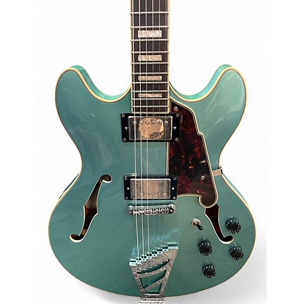 Used D'Angelico Premier Series DC Teal Hollow Body Electric Guitar