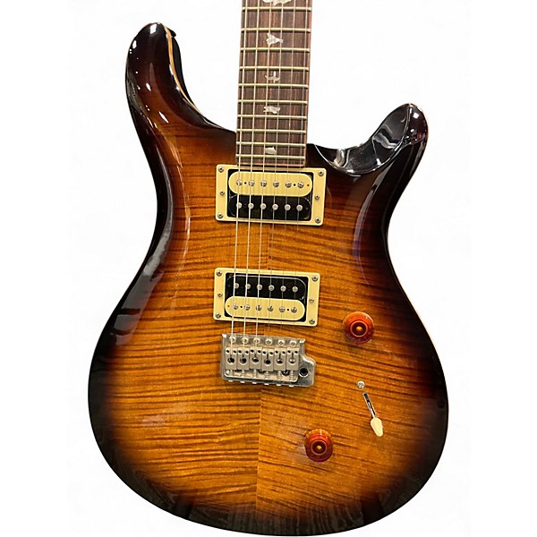 Used PRS SE Custom 24 Black Gold Sunburst Solid Body Electric Guitar