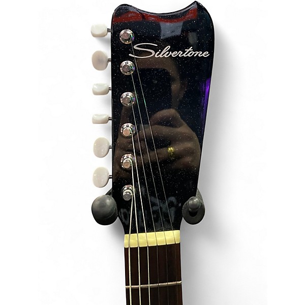 Used Silvertone 1449 SERIES BLACK SPARKLE Solid Body Electric Guitar