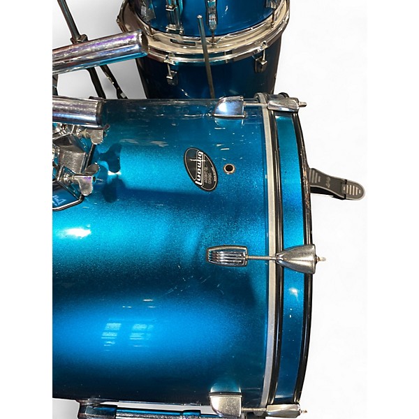 Used Ludwig 5 Piece Accent CS Metallic Aqua Marine Drum Kit