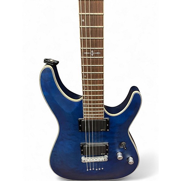 Used Schecter Guitar Research C1 Platinum trans blue Solid Body Electric Guitar