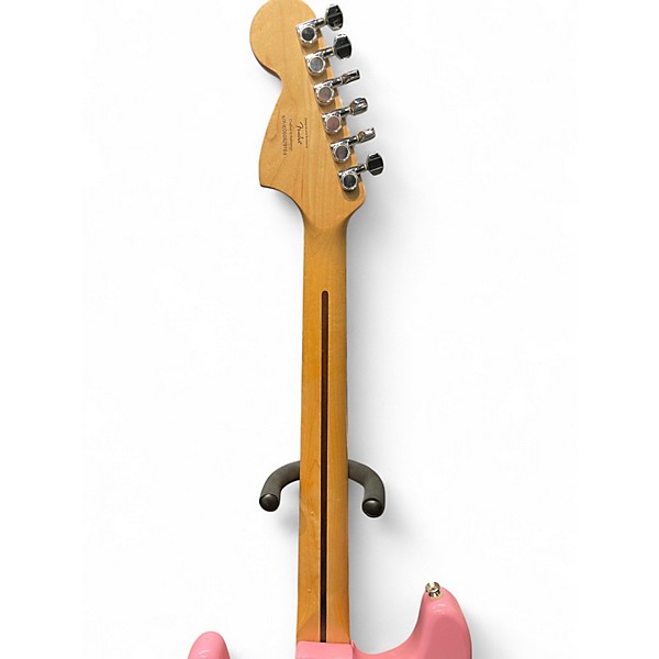 Used Squier Hello Kitty Stratocaster Single Hum Pink With Kitty Pickguard Pink Solid Body Electric Guitar