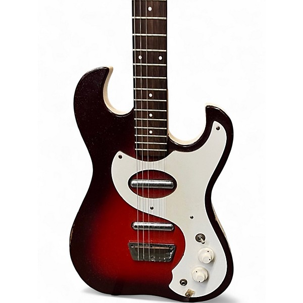 Vintage 1960s Silvertone 1457 Amp In Case Red Solid Body Electric Guitar