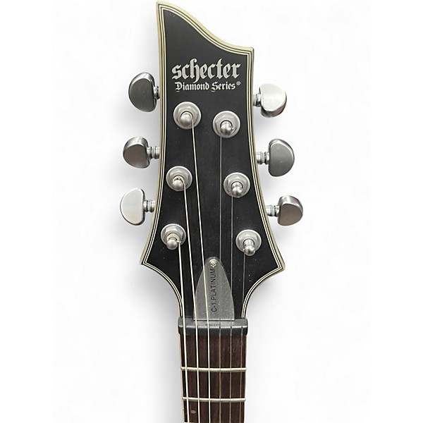 Used Schecter Guitar Research C1 Platinum Transparent Black Satin Solid Body Electric Guitar