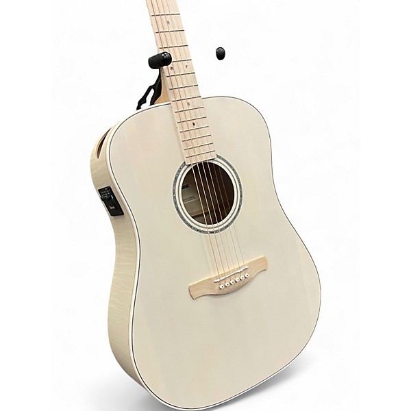 Used Ibanez AAD77M1E White Natural Acoustic Electric Guitar