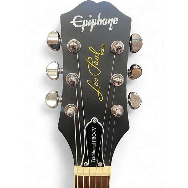 Used Epiphone Les Paul Traditional Pro IV Trans Black Solid Body Electric Guitar