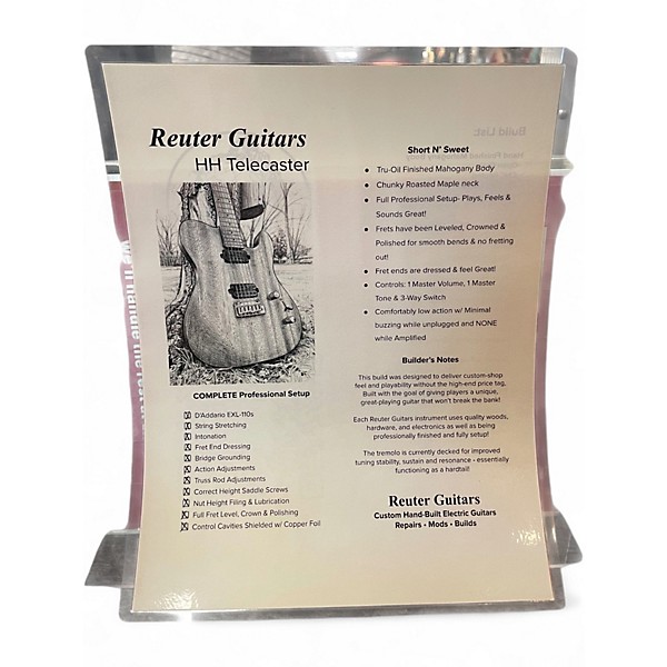 Used Reuter Guitars HH Tele Mahogany Solid Body Electric Guitar