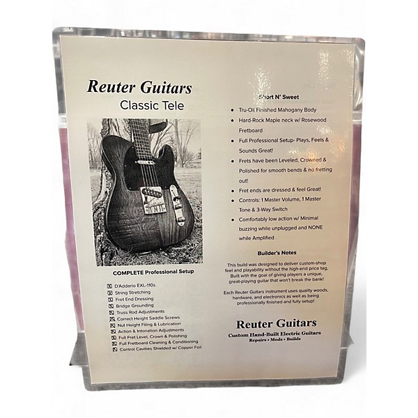 Used Reuter Guitars Classic Tele Mahogany Solid Body Electric Guitar