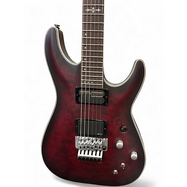 Used Schecter Guitar Research C-1 PLATINUM FR -SUSTANIC Crimson Red Burst Solid Body Electric Guitar