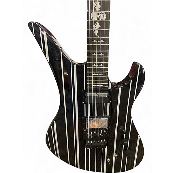 Used 2024 Schecter Guitar Research Synyster Gates Signature Custom S Black with Silver Pinstripes Solid Body Electric Guitar
