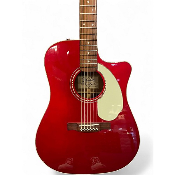Used Fender Sonoran SCE California Custom Dreadnought Candy Apple Red Acoustic Electric Guitar
