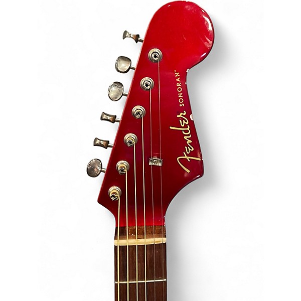 Used Fender Sonoran SCE California Custom Dreadnought Candy Apple Red Acoustic Electric Guitar