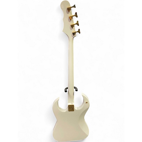 Used Burns Bison Model Bass White Electric Bass Guitar