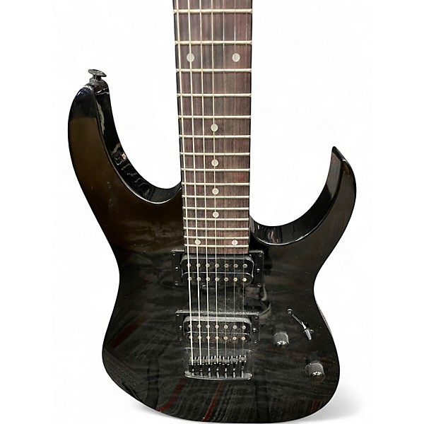 Used Ibanez GRG7221QA Trans Black Solid Body Electric Guitar