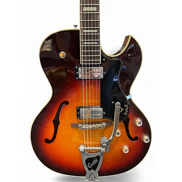 Used 2000s Guild CE 100 DH 3 Color Sunburst Hollow Body Electric Guitar