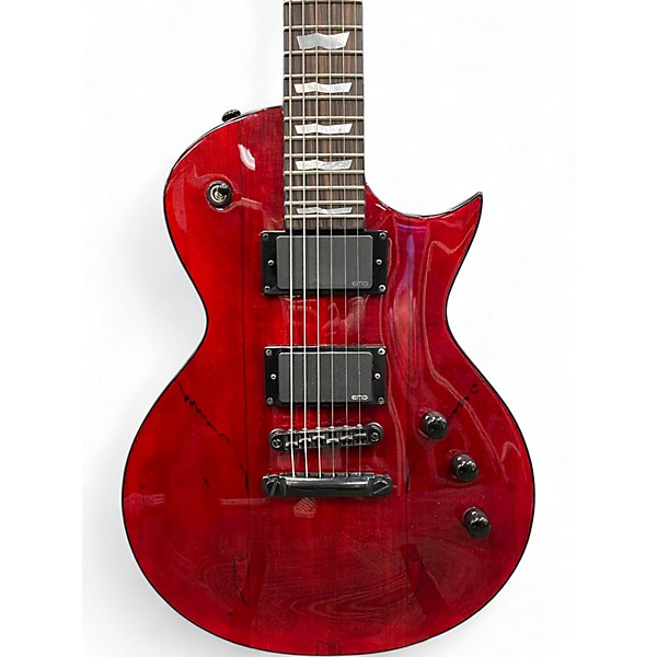 Used ESP LTD EC1000 Deluxe Spalted Maple Trans Red Solid Body Electric Guitar