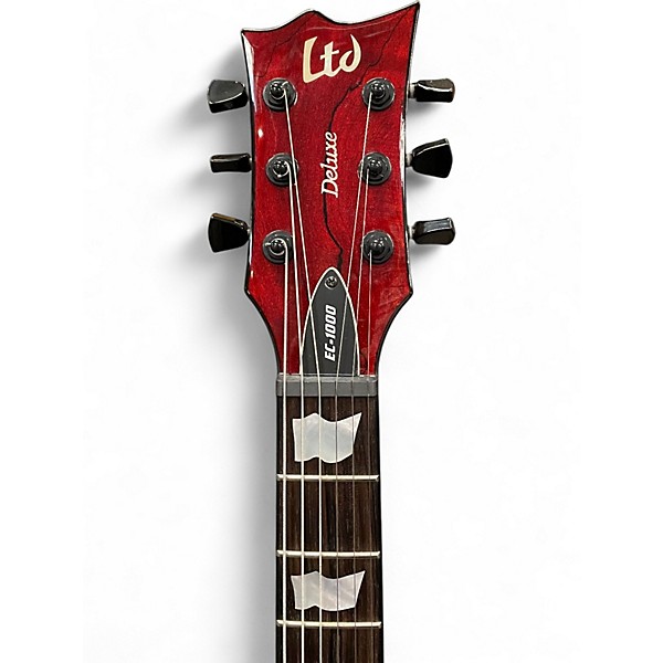 Used ESP LTD EC1000 Deluxe Spalted Maple Trans Red Solid Body Electric Guitar