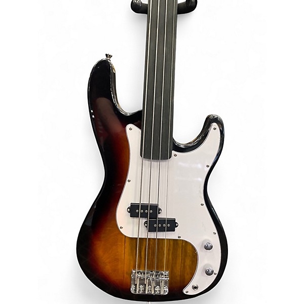Used Glarry FRETLESS BASS 2 Color Sunburst Electric Bass Guitar