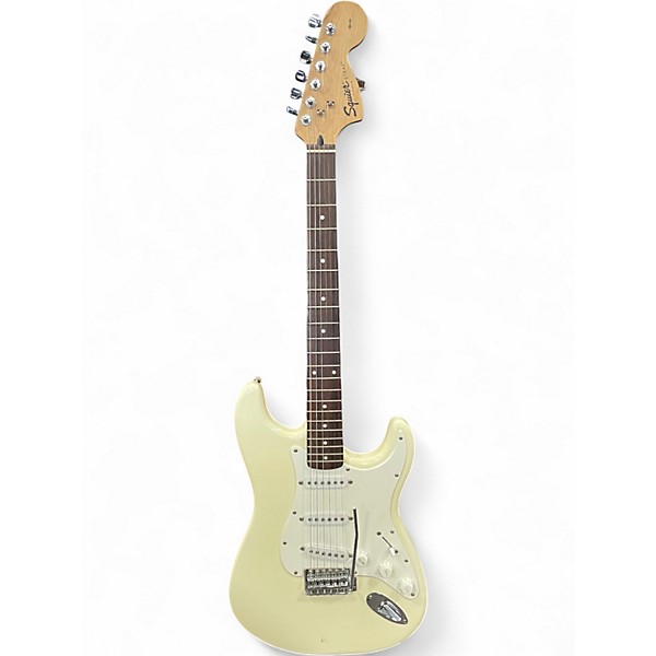 Used 2000s Squier Deluxe Stratocaster Olympic White Solid Body Electric Guitar