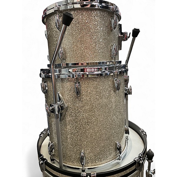 Used 2024 Gretsch Drums 3 Piece USA Custom Silver Glass Drum Kit