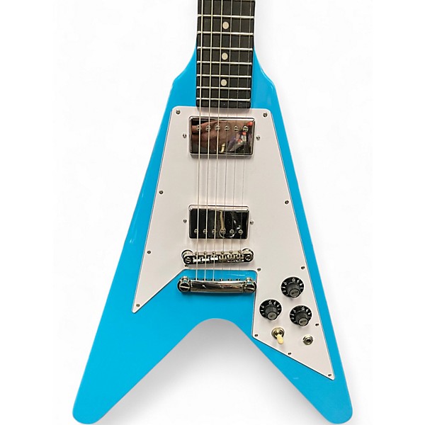 Used Epiphone Flying V 70s Maui Blue Solid Body Electric Guitar