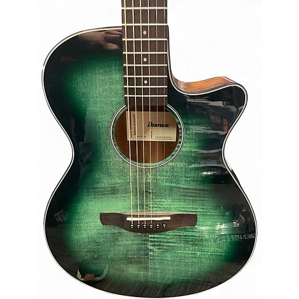 Used Ibanez AEG70 Flamed Green Burst  Acoustic Electric Guitar