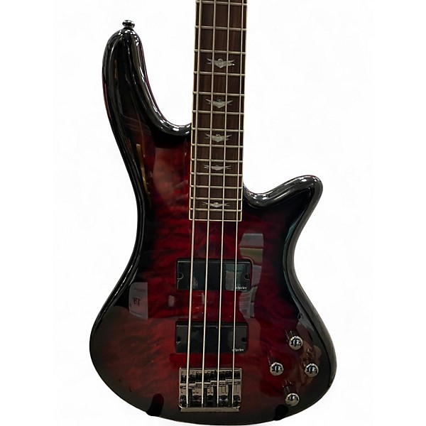 Used Schecter Guitar Research Stiletto Extreme 4 String Red Electric Bass Guitar