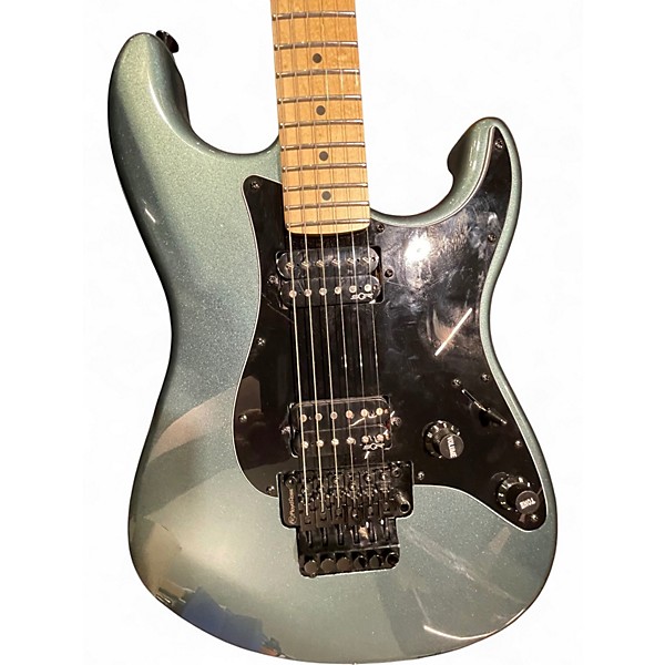 Used Squier Contemporary Stratocaster HH FR GREEN Solid Body Electric Guitar
